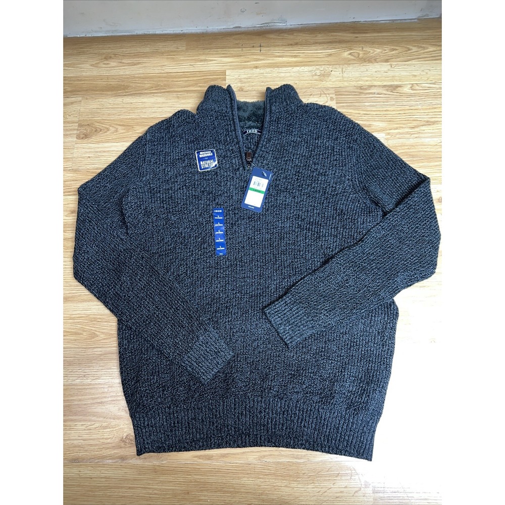 NWT Y2K Izod Pullover Mens Sz Large SMOKED PEARL 1/4 Zip Pullover WARM Mock NECK